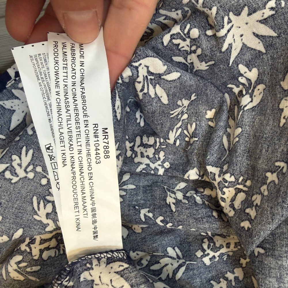 Anthropologie Moon River Ruffle Shirred Midi Dress Womens XS Blue White Floral - Picture 6 of 13